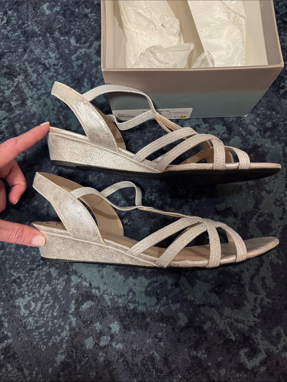 LifeStride Yaya Silver Wedge Sandals - Size 11M NIB NWT - Picture 4 of 6
